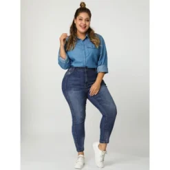 Agnes Orinda Women's Plus Size Mid Rise Stretch Washed Skinny Denim Jeans -Avene Clothing Shop GUEST 03d8b3ac 78ad 47d4 8252 0ded72dca907