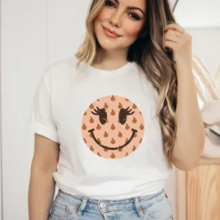 Simply Sage Market Women's Smiley Face Peaches Short Sleeve Graphic Tee