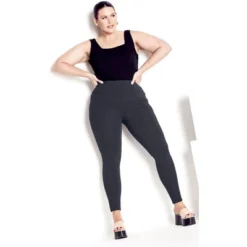 Women's Plus Size Supima® High Rise Legging Charcoal - Petite | AVENUE LEISURE -Avene Clothing Shop GUEST 06492bd6 89e9 4ed3 abb3 90c3fe4a2a1d