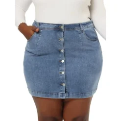Agnes Orinda Women's Plus Size Denim Button Side Pocket Casual Jean A-Line Mini Skirt -Avene Clothing Shop GUEST 0735296b d633 4e7c 9c5f d3ca41cf9414