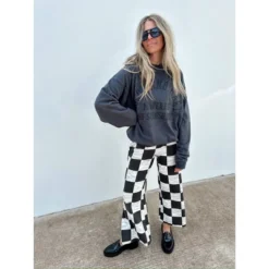 Women's Ascot + Hart Checkered Graphic Wide Leg Pants -Avene Clothing Shop GUEST 082c045f e5a9 4094 a3b8 8af1d076428b