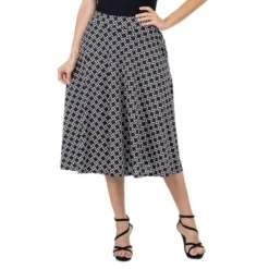 24seven Comfort Apparel Womens Black Diamond Print A Line Midi Skirt With Pockets -Avene Clothing Shop GUEST 090e2b83 28c1 4b12 a797 5e44930df840
