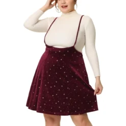 Agnes Orinda Women's Plus Size Velvet High-Rise Star Versatile Flared Skater Skirt -Avene Clothing Shop GUEST 09507c39 da60 4a45 8c88 57081bf1763a