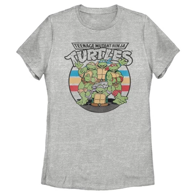 Women's Teenage Mutant Ninja Turtles Retro Striped Brothers Logo T-Shirt 3 Women's Teenage Mutant Ninja Turtles Retro Striped Brothers Logo T-Shirt - Image 3