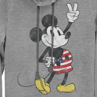 Junior's Mickey & Friends Retro American Peace Sign Cowl Neck Sweatshirt 1 Junior's Mickey & Friends Retro American Peace Sign Cowl Neck Sweatshirt