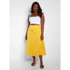 Women's Essential Satin Shift Skirt - Yellow -Avene Clothing Shop GUEST 0ddf7a24 1fdf 4786 976f 6d54b0fbeda9