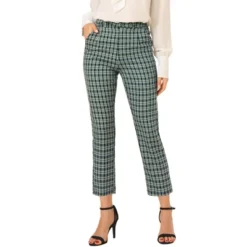 Allegra K Women's Plaid High Waist Elastic Back Office Work Ankle Pants -Avene Clothing Shop GUEST 0e57f024 02ec 48d4 9e75 af8323fdd85b