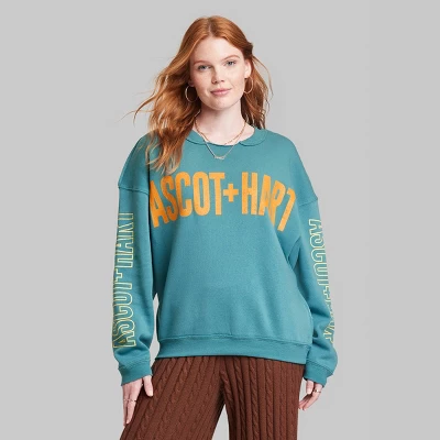 Women's Ascot + Hart Graphic Pullover Sweatshirt - Blue 1 Women's Ascot + Hart Graphic Pullover Sweatshirt - Blue