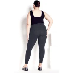 Women's Plus Size Supima® High Rise Legging Charcoal - Petite | AVENUE LEISURE