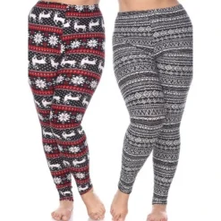 Women's Pack Of 2 Plus Size Leggings - One Size Fits Most Plus - White Mark -Avene Clothing Shop GUEST 10535677 5b4e 48d8 995c 96927586e327