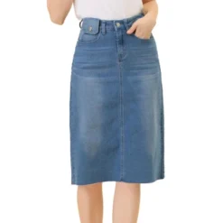 Allegra K Women's Casual Jean Skirt High Waist Back Vent Short Denim Skirts -Avene Clothing Shop GUEST 1127bc05 2e2a 48df 977f 188be3f9d9a2