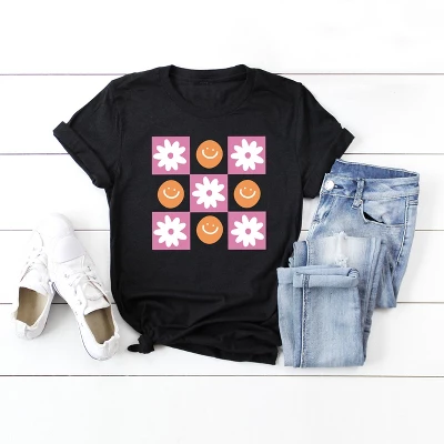 Simply Sage Market Women's Retro Smiley Face Short Sleeve Graphic Tee 1 Simply Sage Market Women's Retro Smiley Face Short Sleeve Graphic Tee