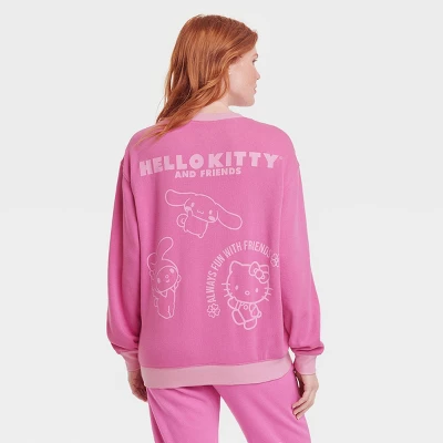 Women's Sanrio Hello Kitty And Friends Two-Tone Graphic Sweatshirt - Pink 1 Women's Sanrio Hello Kitty And Friends Two-Tone Graphic Sweatshirt - Pink