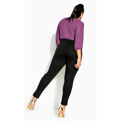 Women's Plus Size Harley Rip Cuff Jean - Black | CITY CHIC 1 Women's Plus Size Harley Rip Cuff Jean - Black | CITY CHIC