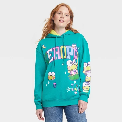 Women's Sanrio Keroppi Graphic Hoodie - Green 3 Women's Sanrio Keroppi Graphic Hoodie - Green - Image 3