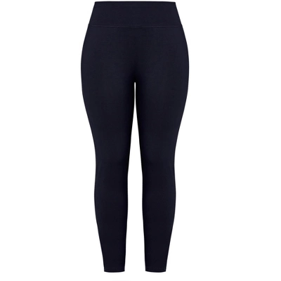 Women's Plus Size Pima High Rise Legging - Navy | AVENUE LEISURE 2 Women's Plus Size Pima High Rise Legging - Navy | AVENUE LEISURE - Image 2