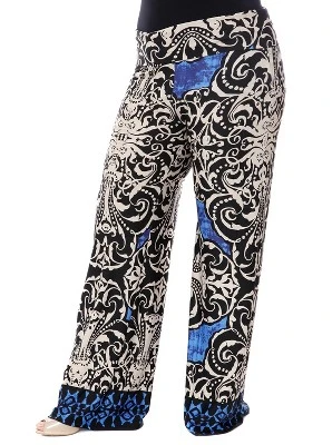Women's Plus Size Printed Palazzo Pants - White Mark 7 Women's Plus Size Printed Palazzo Pants - White Mark - Image 7