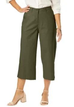 Jessica London Women’s Plus Size Chino Wide-Leg Crop