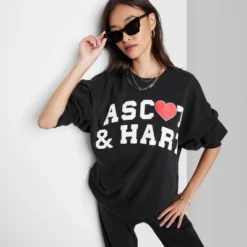 Women's Ascot + Hart Fleece Heart Graphic Pullover Sweatshirt - Black -Avene Clothing Shop GUEST 225835de e598 41b5 8ed0 a69a434a1105