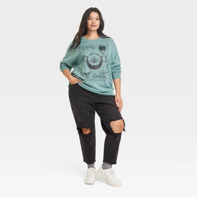 Women's Celestial Cozy Graphic Sweatshirt - Aqua Blue 2 Women's Celestial Cozy Graphic Sweatshirt - Aqua Blue - Image 2