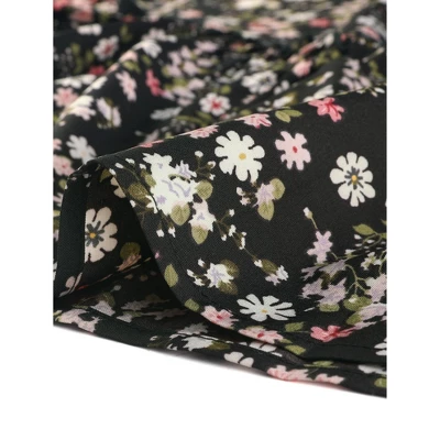 Allegra K Women's Ruffle Hem Elastic Waist Flowy A-Line Swing Floral Midi Skirt 5 Allegra K Women's Ruffle Hem Elastic Waist Flowy A-Line Swing Floral Midi Skirt - Image 5