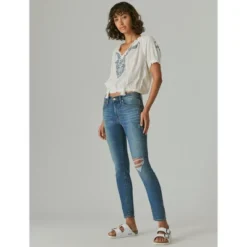 Lucky Brand Women's Mid Rise Ava Super Skinny Destruct Jean