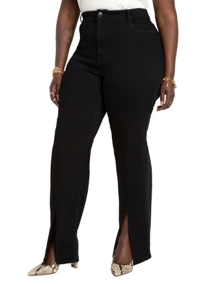 ELOQUII Women’s Plus Size Front Split Hem Jean 1 ELOQUII Women’s Plus Size Front Split Hem Jean