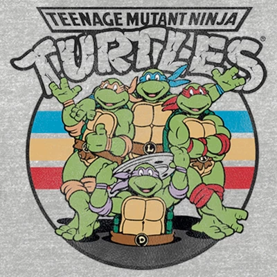 Women's Teenage Mutant Ninja Turtles Retro Striped Brothers Logo T-Shirt 1 Women's Teenage Mutant Ninja Turtles Retro Striped Brothers Logo T-Shirt