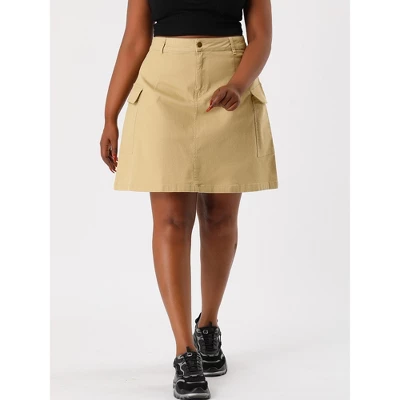 Agnes Orinda Women's Plus Size Skirt A Line Casual Above Knee Zipper Front Flare Skirts 3 Agnes Orinda Women's Plus Size Skirt A Line Casual Above Knee Zipper Front Flare Skirts - Image 3