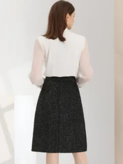 Allegra K Women's Plaid Tweed High Waist Button Decor Shiny Business Elegant Midi Skirt 9 Allegra K Women's Plaid Tweed High Waist Button Decor Shiny Business Elegant Midi Skirt -Avene Clothing Shop GUEST 2897f2c0 c984 4b96 9026 91ca0ea18aa0