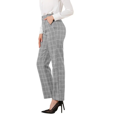 Allegra K Women's Plaid Elastic Waist Casual Work Office Long Trousers 8 Allegra K Women's Plaid Elastic Waist Casual Work Office Long Trousers - Image 8