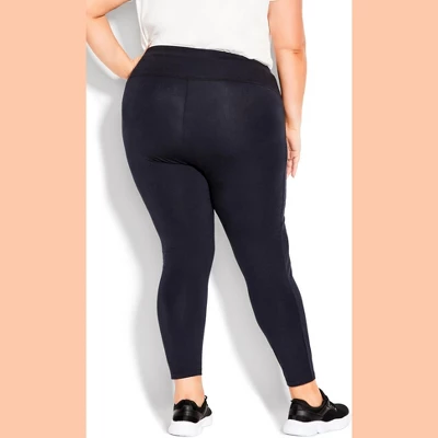 Women's Plus Size Pima High Rise Legging Navy - Average | AVENUE LEISURE 1 Women's Plus Size Pima High Rise Legging Navy - Average | AVENUE LEISURE