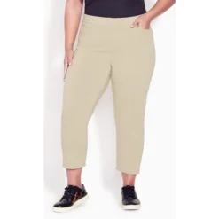 Women's Plus Size Super Stretch Crop Pant - Stone | AVENUE -Avene Clothing Shop GUEST 31460147 b37c 4439 a50b 0683f2283632