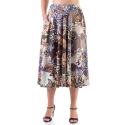 24seven Comfort Apparel Tan Paisley Pleated Pocket Midi Skirt -Avene Clothing Shop GUEST 32148fca 588a 45ee a27c 4793e9fa6735