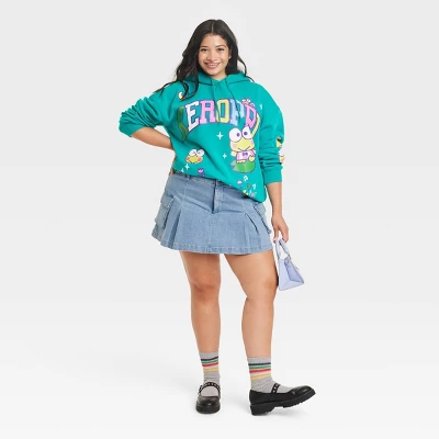 Women's Sanrio Keroppi Graphic Hoodie - Green 2 Women's Sanrio Keroppi Graphic Hoodie - Green - Image 2