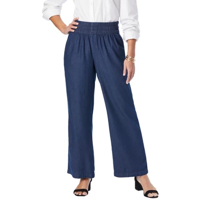 Jessica London Women’s Plus Size Chambray Wide Leg Pant 3 Jessica London Women’s Plus Size Chambray Wide Leg Pant - Image 3