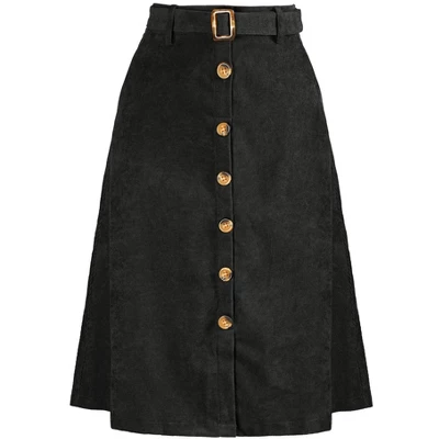 Allegra K Women's High Waist Button Front A-Line Belted Corduroy Midi Skirt 7 Allegra K Women's High Waist Button Front A-Line Belted Corduroy Midi Skirt - Image 7