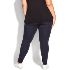 Women's Plus Size Pima High Rise Legging Navy - Average | AVE LEISURE