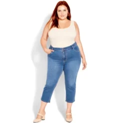 Women's Plus Size Denim Love Crop - Mid Wash | EVANS -Avene Clothing Shop GUEST 36603d98 07f9 4e1f 84dd 52d317909721