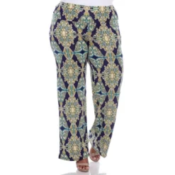 Women's Plus Size Printed Palazzo Pants - White Mark