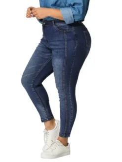 Agnes Orinda Women's Plus Size Mid Rise Stretch Washed Skinny Denim Jeans -Avene Clothing Shop GUEST 36ebdffa ae82 412f 9cc7 d33d29af5865