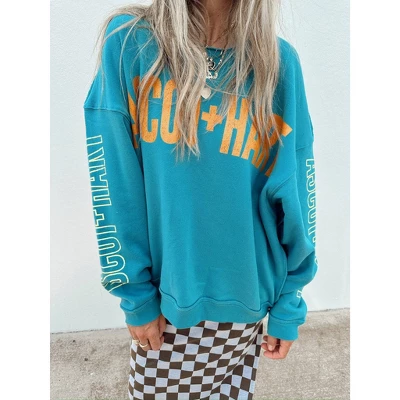 Women's Ascot + Hart Graphic Pullover Sweatshirt - Blue 3 Women's Ascot + Hart Graphic Pullover Sweatshirt - Blue - Image 3