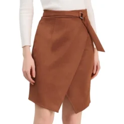 Allegra K Women's A-Line Knee Length Front Slit Wrap Faux Suede Skirt -Avene Clothing Shop GUEST 3b66f996 96bd 4130 9e9f 45094e6ffbd5