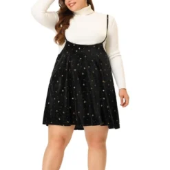 Agnes Orinda Women's Plus Size Velvet High-Rise Star Versatile Flared Skater Skirt -Avene Clothing Shop GUEST 3c64a50e 98a5 498a bf70 ac23edf1ad0f
