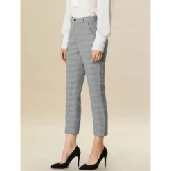 Allegra K Women's Plaid High Waist Elastic Back Office Work Ankle Pants -Avene Clothing Shop GUEST 3d31f0db 9324 4493 b6cf f58e70f12535