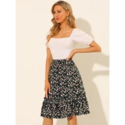 Allegra K Women's Ruffle Hem Elastic Waist Flowy A-Line Swing Floral Midi Skirt 14 Allegra K Women's Ruffle Hem Elastic Waist Flowy A-Line Swing Floral Midi Skirt -Avene Clothing Shop GUEST 3e4c011f 6b06 4562 b8d6 6733aa8a3a2d