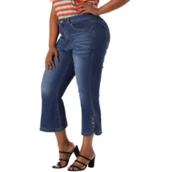 Agnes Orinda Plus Size Jeans For Women Side Slit Bootcut Button Decor Wide Leg Skinny Denim Pants -Avene Clothing Shop GUEST 3f119dd5 5a6a 4894 9545 15803cf8b769