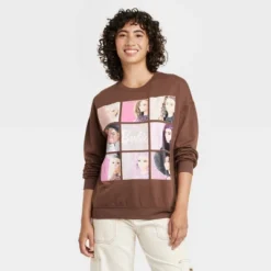 Women's Barbie Squares Cozy Graphic Sweatshirt - Brown -Avene Clothing Shop GUEST 4110e140 946e 4d15 ab97 92fc36a2a8de
