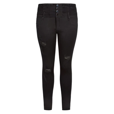 Women's Plus Size Asha Rip Corset Jean - Black | CITY CHIC 2 Women's Plus Size Asha Rip Corset Jean - Black | CITY CHIC - Image 2