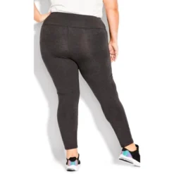 Women's Plus Size Pima High Rise Legging Charcoal - Average | AVE LEISURE